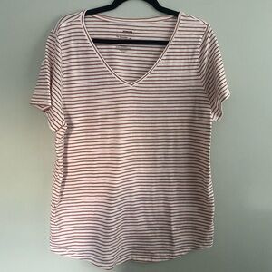 Sonoma Women's Short Sleeve Striped Tee - Red and White
